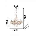 Lampadario Classico Rose Metallo-Cristallo Ambra 8 Luci E14 166889