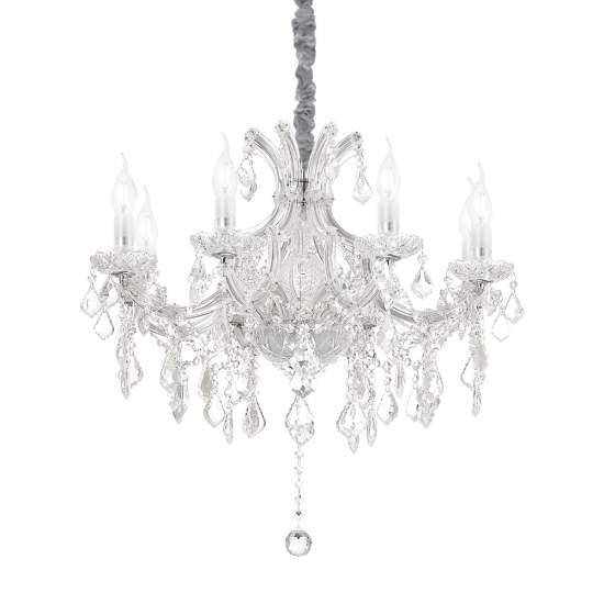 Lampadario Classico Napoleon Metallo-Cristallo Cromo 8 Luci E14 167244