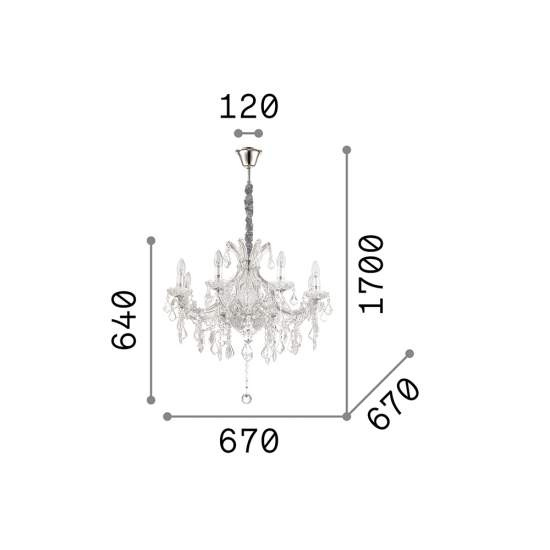 Lampadario Classico Napoleon Metallo-Cristallo Cromo 8 Luci E14 167244