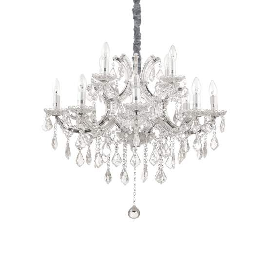 Lampadario Classico Napoleon Metallo-Cristallo Cromo 12 Luci E14 167251