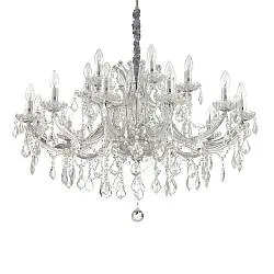 Lampadario Classico Napoleon Metallo-Cristallo Cromo 18 Luci E14