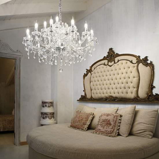 Lampadario Classico Napoleon Metallo-Cristallo Cromo 18 Luci E14 167268