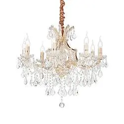 Lampadario Classico Napoleon Metallo-Cristallo Oro 8 Luci E14