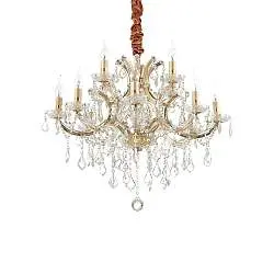 Lampadario Classico Napoleon Metallo-Cristallo Oro 12 Luci E14