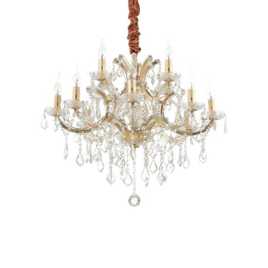 Lampadario Classico Napoleon Metallo-Cristallo Oro 12 Luci E14 167404