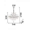 Lampadario Classico Napoleon Metallo-Cristallo Oro 12 Luci E14 167404