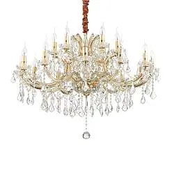 Lampadario Classico Napoleon Metallo-Cristallo Oro 18 Luci E14