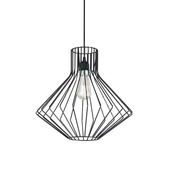 Sospensione Industrial-Minimal Ampolla-4 Metallo Nero 1 Luce E27 167497
