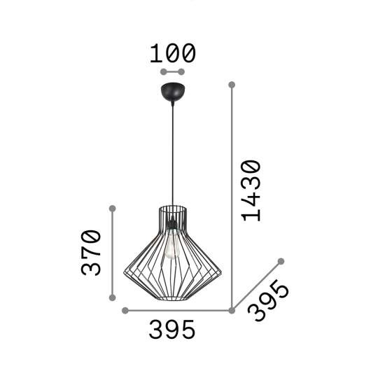 Sospensione Industrial-Minimal Ampolla-4 Metallo Nero 1 Luce E27 167497
