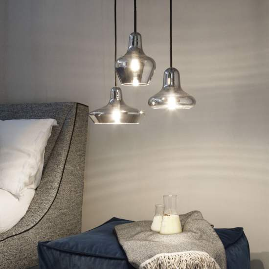 Sospensione Vintage-Decò Lido-3 Vetro Fumè 1 Luce G9 3W 3000K Luce Calda 168364
