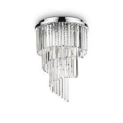 Plafoniera Contemporanea Carlton Metallo-Cristallo Cromo 12 Luci E14