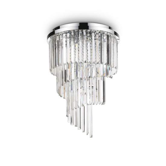 Plafoniera Contemporanea Carlton Metallo-Cristallo Cromo 12 Luci E14 168937