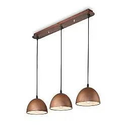 Sospensione Rustica-Country Folk Metallo Corten Ruggine 3 Luci E27