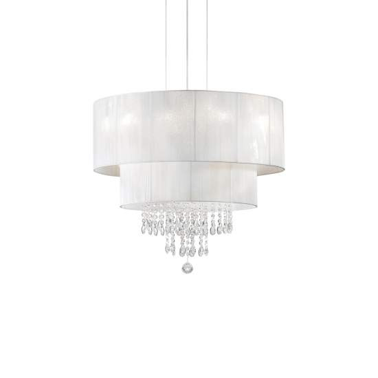 Lampadario Classico Opera Vetro,Tessuto,Cristalloistallo Bianco 4 Luci E27 182179