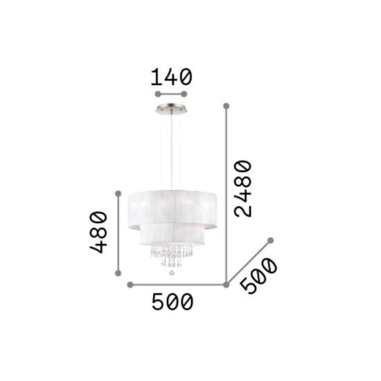 Lampadario Classico Opera Vetro,Tessuto,Cristalloistallo Bianco 4 Luci E27 182179