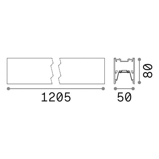 Sistema Lineare Fluo Wide Alluminio Nero Led 27W 4000K Luce Naturale L.120,5 192505
