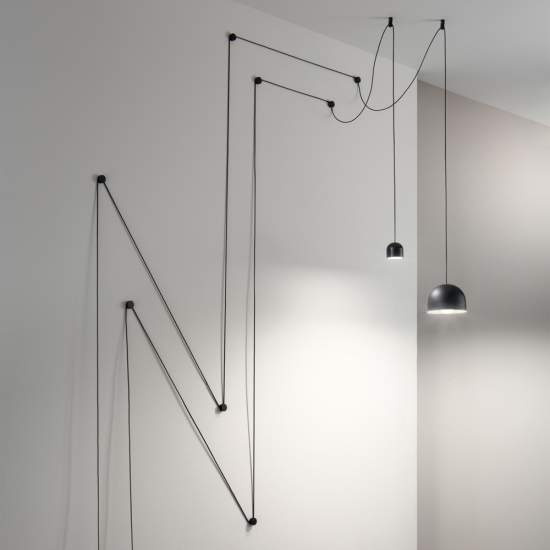 Sospensione Industrial-Minimal Tall Metallo Nero 1 Luce E27 196787