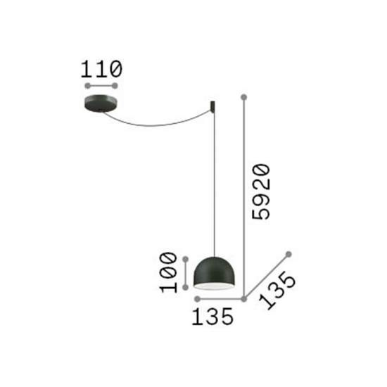 Sospensione Industrial-Minimal Tall Metallo Nero 1 Luce E27 196787