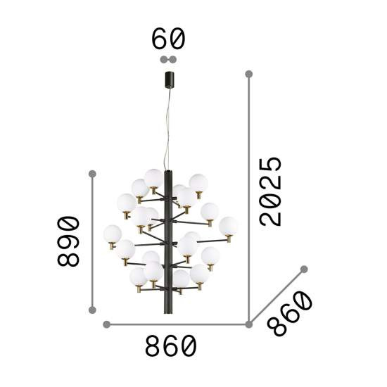 Sospensione Contemporanea Copernico Metallo Nero 20 Luce 3W 3000K Luce Calda 197333