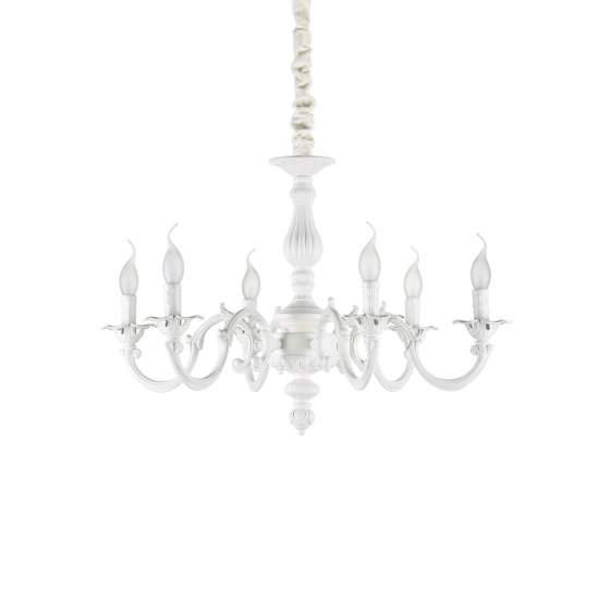Lampadario Shabby Chic-Provenzale Justine Metallo Bianco 6 Luci E14 197500