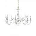 Lampadario Shabby Chic-Provenzale Justine Metallo Bianco 8 Luci E14 197524