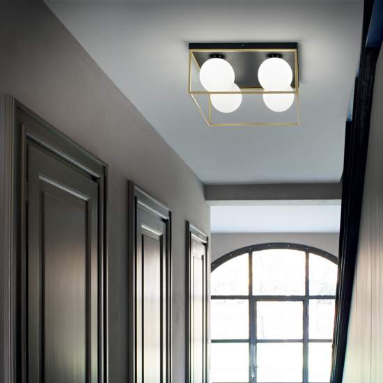 Plafoniera Contemporanea Lingotto Metallo Ottone 4 Luci E14 198156