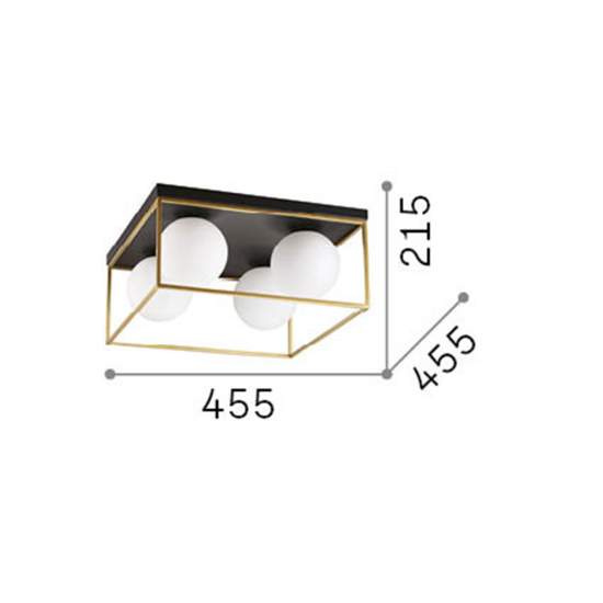 Plafoniera Contemporanea Lingotto Metallo Ottone 4 Luci E14 198156