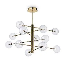 Sospensione Contemporanea Equinoxe Metallo Ottone 12 Luci 2W 3000K Luce Calda