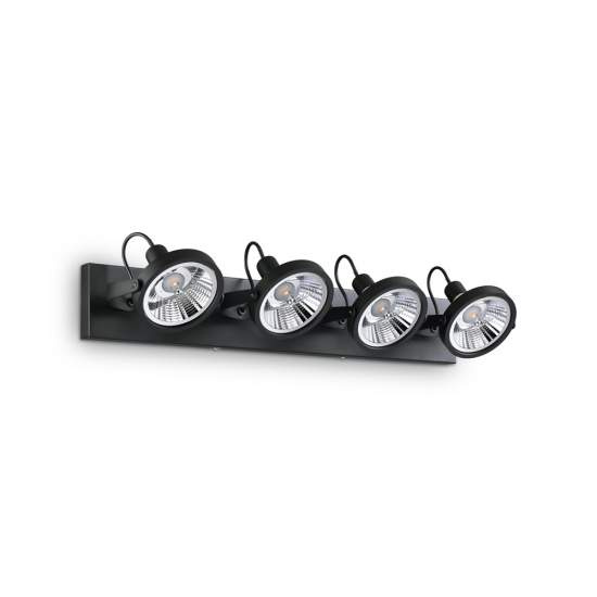 Plafoniera Moderna Glim Metallo Nero 4X10W Gu10 3000K Luce Calda 200255