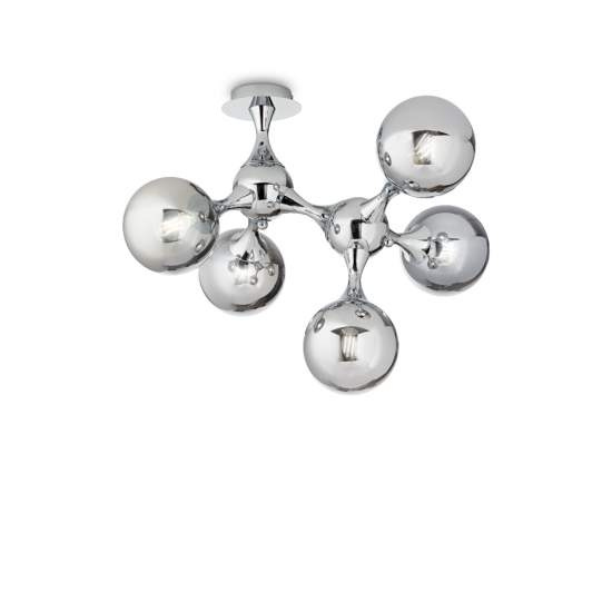 Plafoniera Contemporanea Nodi Metallo Cromo 5 Luci E14 200484