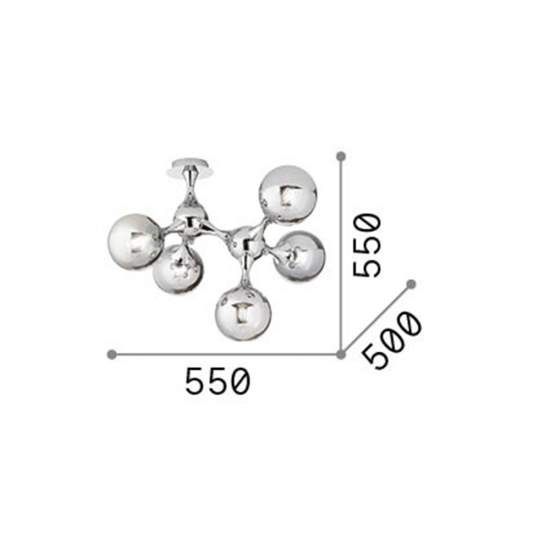 Plafoniera Contemporanea Nodi Metallo Cromo 5 Luci E14 200484