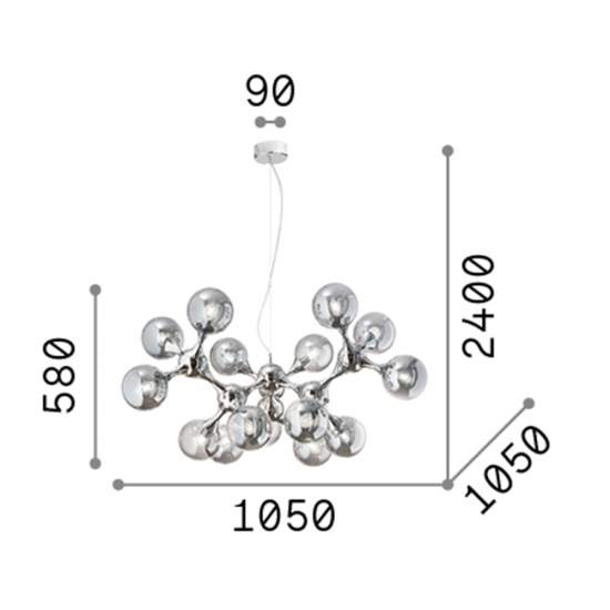 Sospensione Contemporanea Nodi Metallo Cromo 15 Luci E14 200491