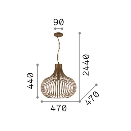 Sospensione Industrial-Minimal Onion Metallo Coffee 1 Luce E27 D47Cm 205304