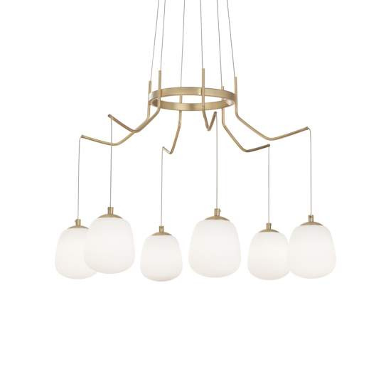 Sospensione Contemporanea Karousel Metallo Ottone 6 Luci G9 3W 3000K Luce Calda 206387