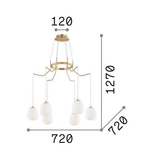 Sospensione Contemporanea Karousel Metallo Ottone 6 Luci G9 3W 3000K Luce Calda 206387