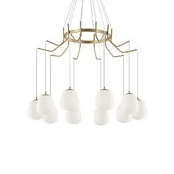 Sospensione Contemporanea Karousel Metallo Ottone 10 Luci G9 3W 3000K Luce Calda