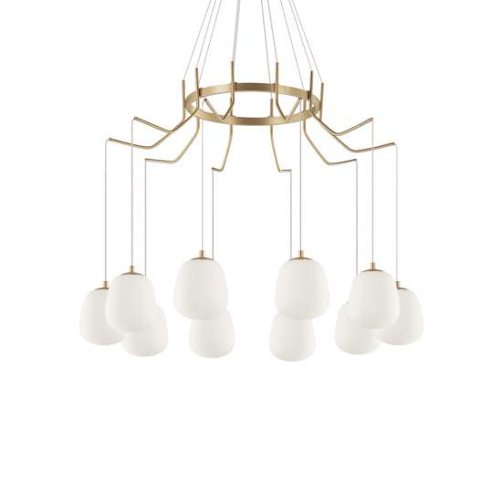 Sospensione Contemporanea Karousel Metallo Ottone 10 Luci G9 3W 3000K Luce Calda 206394
