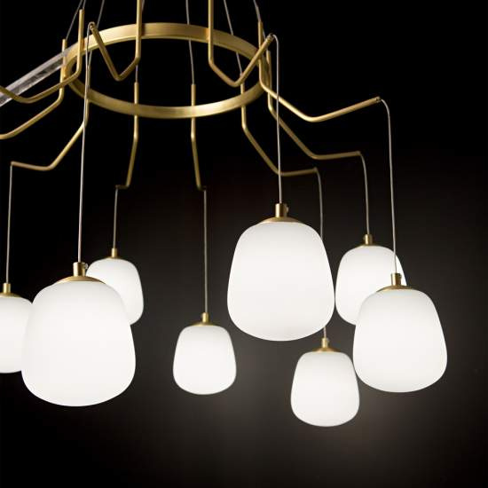 Sospensione Contemporanea Karousel Metallo Ottone 10 Luci G9 3W 3000K Luce Calda 206394