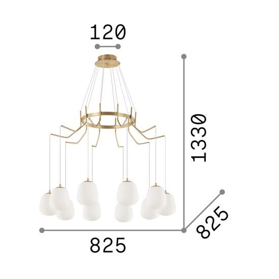 Sospensione Contemporanea Karousel Metallo Ottone 10 Luci G9 3W 3000K Luce Calda 206394