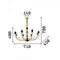 Sospensione Contemporanea Vanity Metallo Oro 8 Luci E14 206622