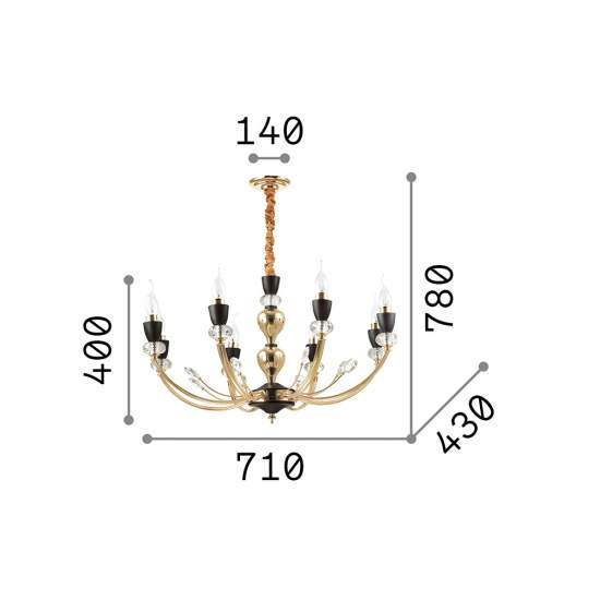 Sospensione Contemporanea Vanity Metallo Oro 8 Luci E14 206622