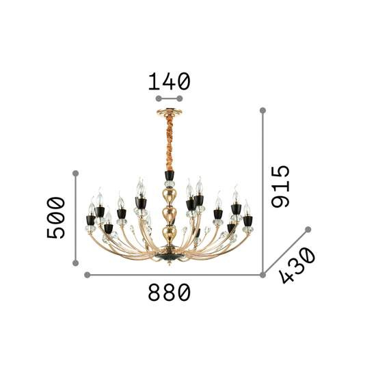 Sospensione Contemporanea Vanity Metallo Oro 15 Luci E14 206639