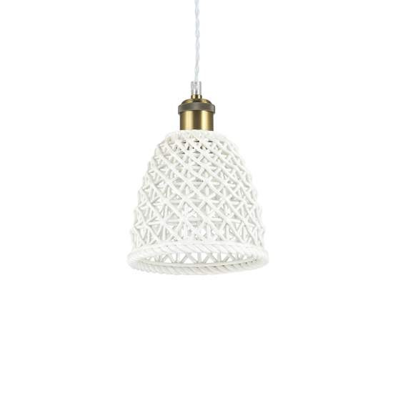 Sospensione Vintage-Decò Lugano Metallo Bianco 1 Luce E27 D16Cm 206820