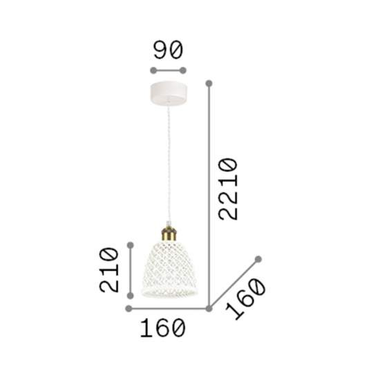 Sospensione Vintage-Decò Lugano Metallo Bianco 1 Luce E27 D16Cm 206820