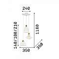 Sospensione Vintage-Decò Lugano Metallo Bianco 3 Luci E27 206875