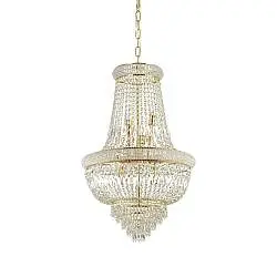 Lampadario Classico Dubai Metallo-Cristallo Ottone 10 Luci E14