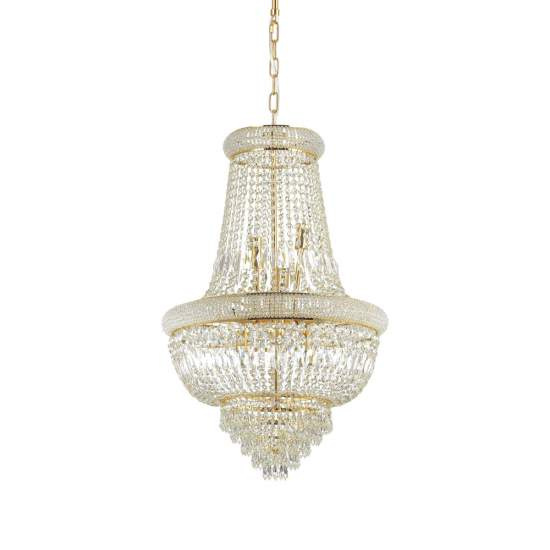 Lampadario Classico Dubai Metallo-Cristallo Ottone 10 Luci E14 207216