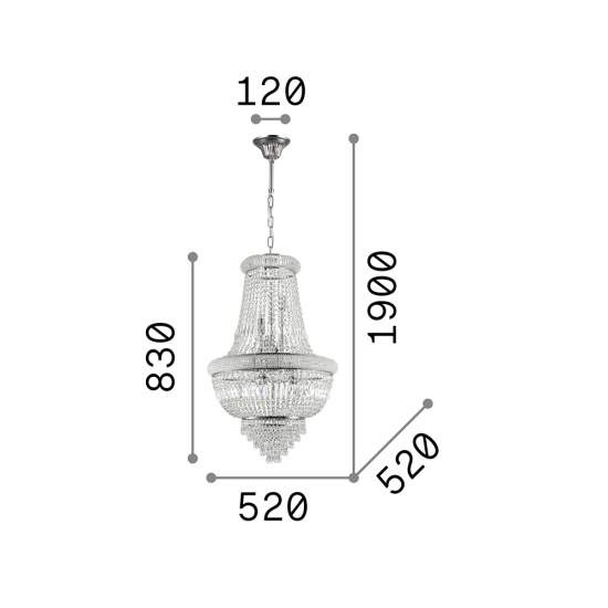 Lampadario Classico Dubai Metallo-Cristallo Ottone 10 Luci E14 207216
