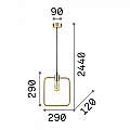 Sospensione Moderna Abc Metallo Ottone 1 Luce E27 Diffusore Quadrato 207858