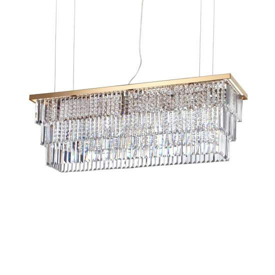 Sospensione Contemporanea Martinez Metallo-Cristallo Oro 8 Luci E14 213583